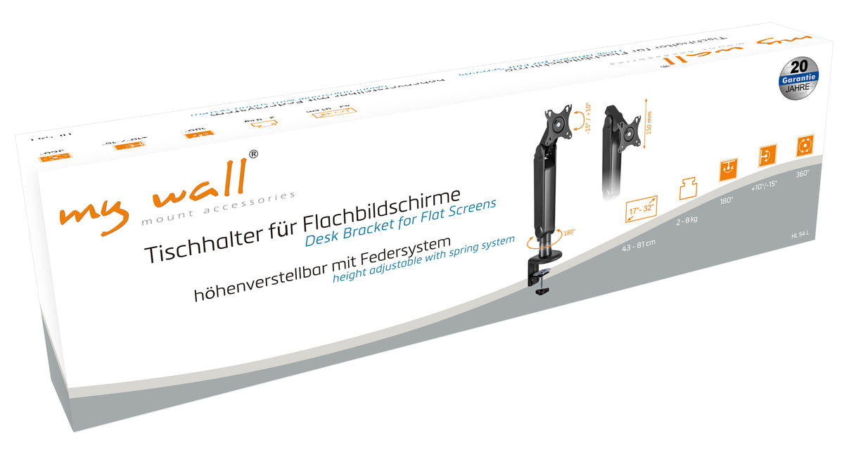my wall Höhenverstellbarer Tischhalter für Flachbildschirme (HL 54 L)