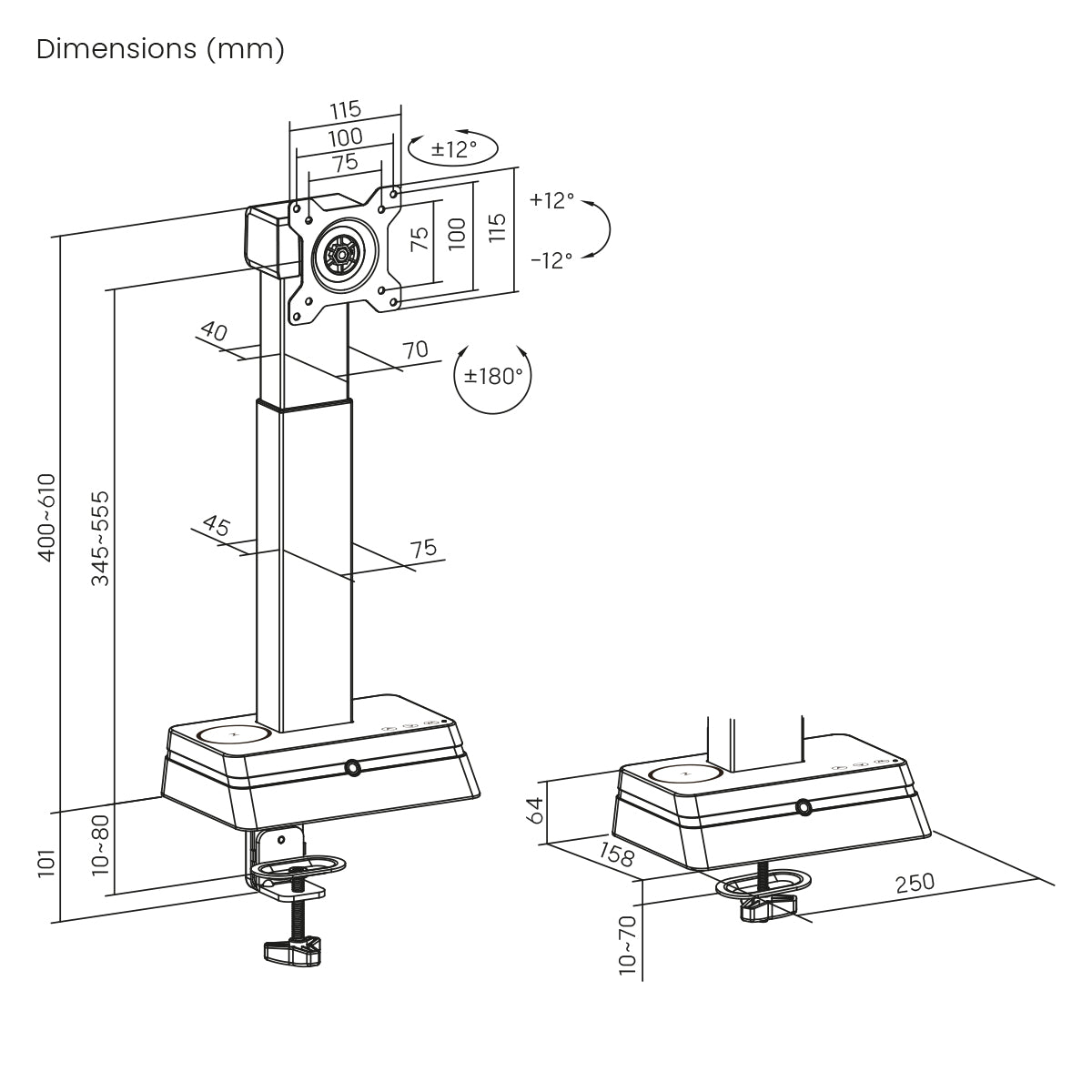 my wall Monitor Halterung mit Eye Level Höhenverstellung (HL 66-1 L)