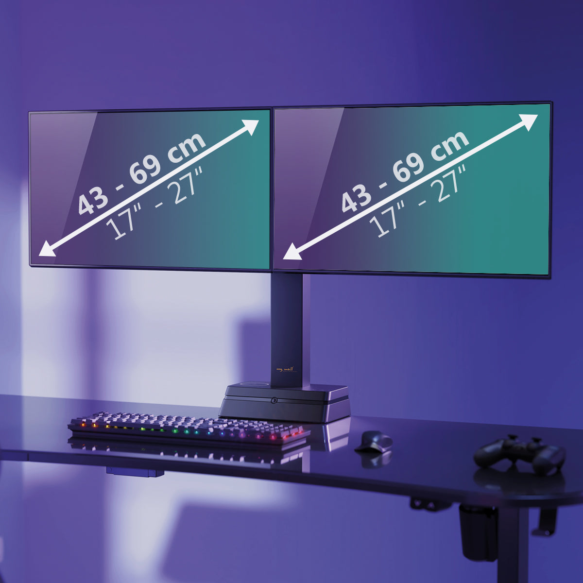 my wall Monitor Halterung für 2 Monitore mit Eye Level Höhenverstellung (HL 66-2 L)