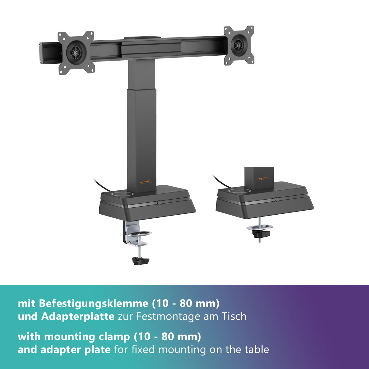 my wall Monitor Halterung für 2 Monitore mit Eye Level Höhenverstellung (HL 66-2 L)