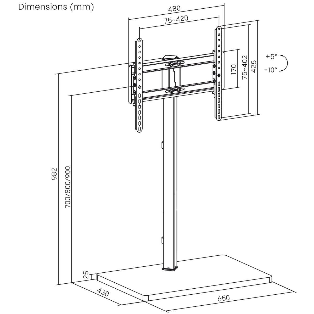 my wall Standfuß für TV höhenverstellbar (HP 118 L)