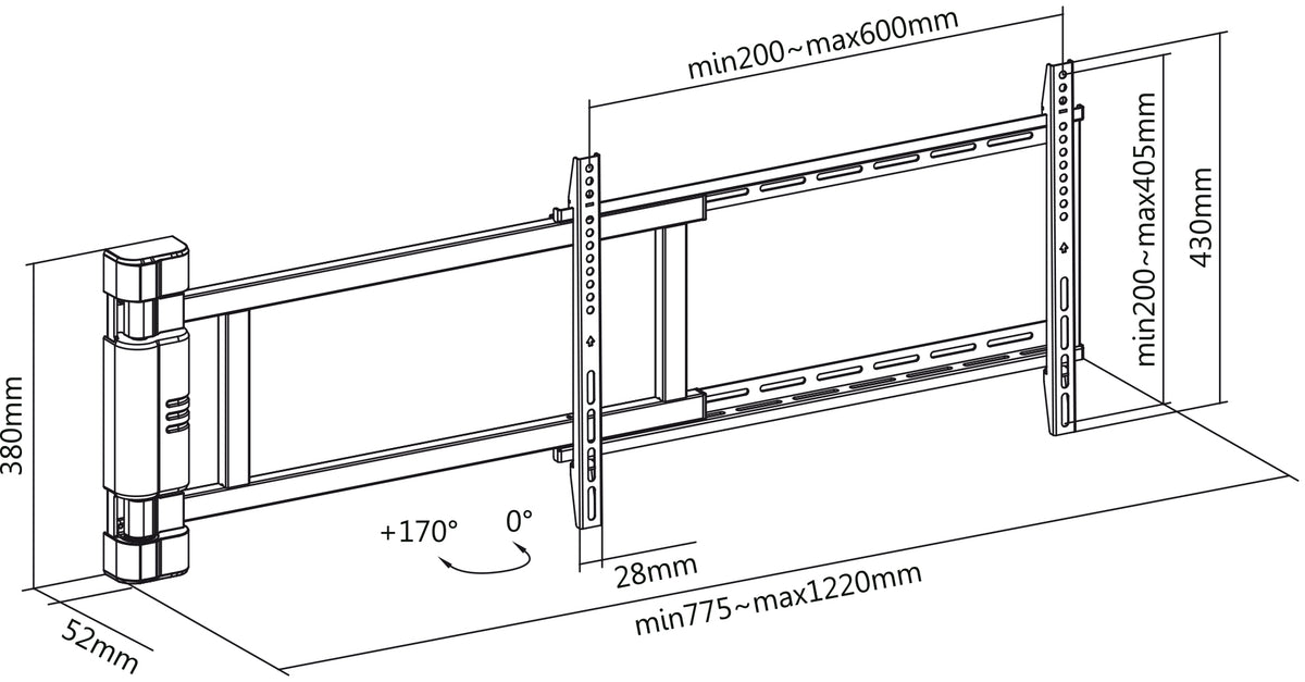 my wall Motorisierter & schwenkbarer Wandhalter für Flachbildschirme (HP 29-1 L)
