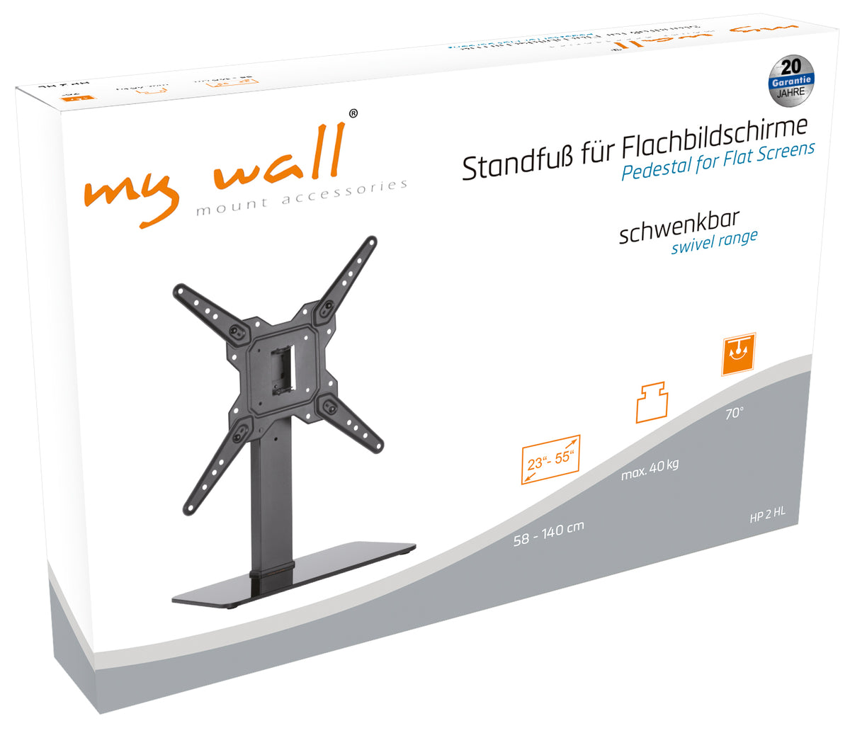 my wall Universeller Standfuß für Flachbildschirme, mit Glasfuß (HP 2 HL)