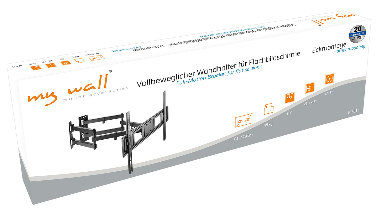 my wall Vollbeweglicher Wandhalter für Flachbildschirme zur Eckmontage (HP 51 L)