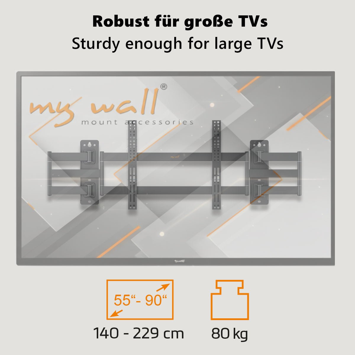 my wall Bewegliche TV Wandhalterung mit geteilter Wandplatte (HP 57 L)