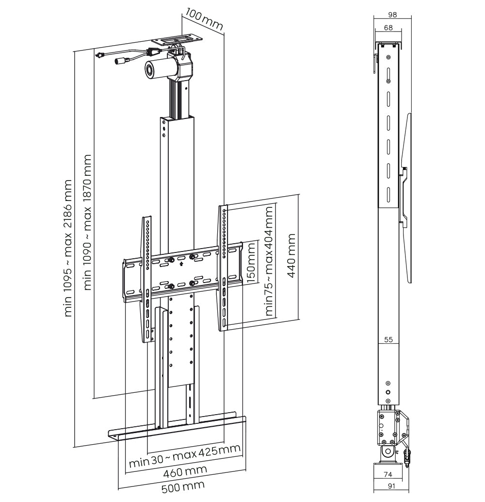 my wall Motorisierter TV-Lift zum Einbau in die Decke (HP 64 L)