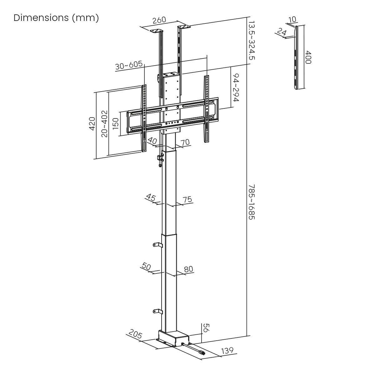 my wall Elektrischer TV Lift zum Hochfahren und Herunterlassen (HP 66-2 L)