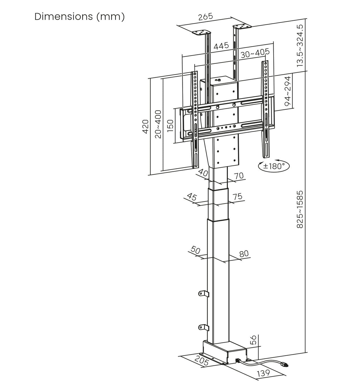 my wall Elektrisch drehbarer TV Lift (HP 67-1 L)