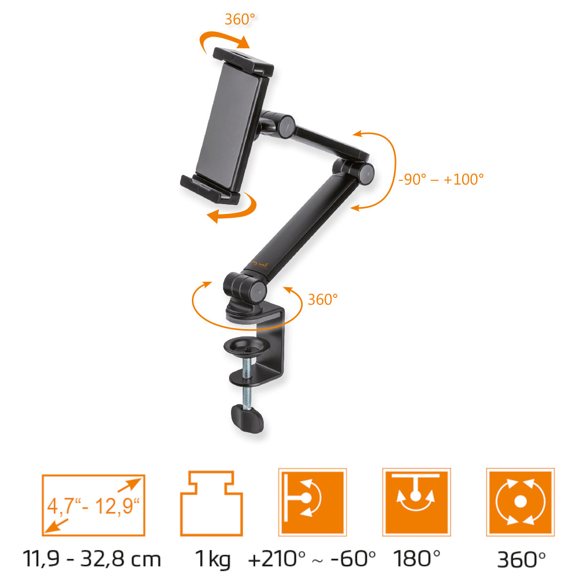 my wall Vollbeweglicher Tischhalter für Tablets & Smartphones (HT 33 L)