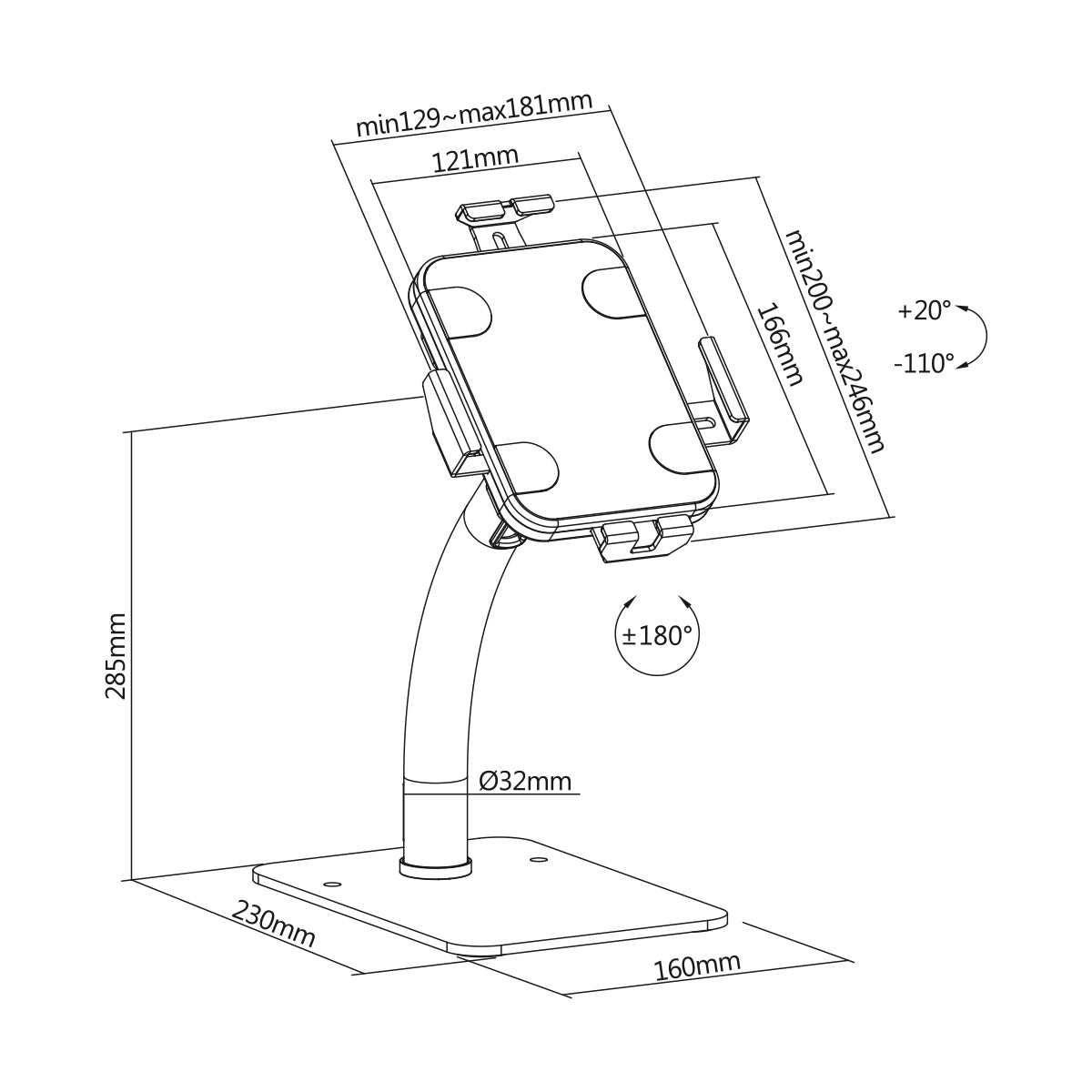 my wall Standhalterung für Tablets mit Diebstahlschutz (HT 38 L)