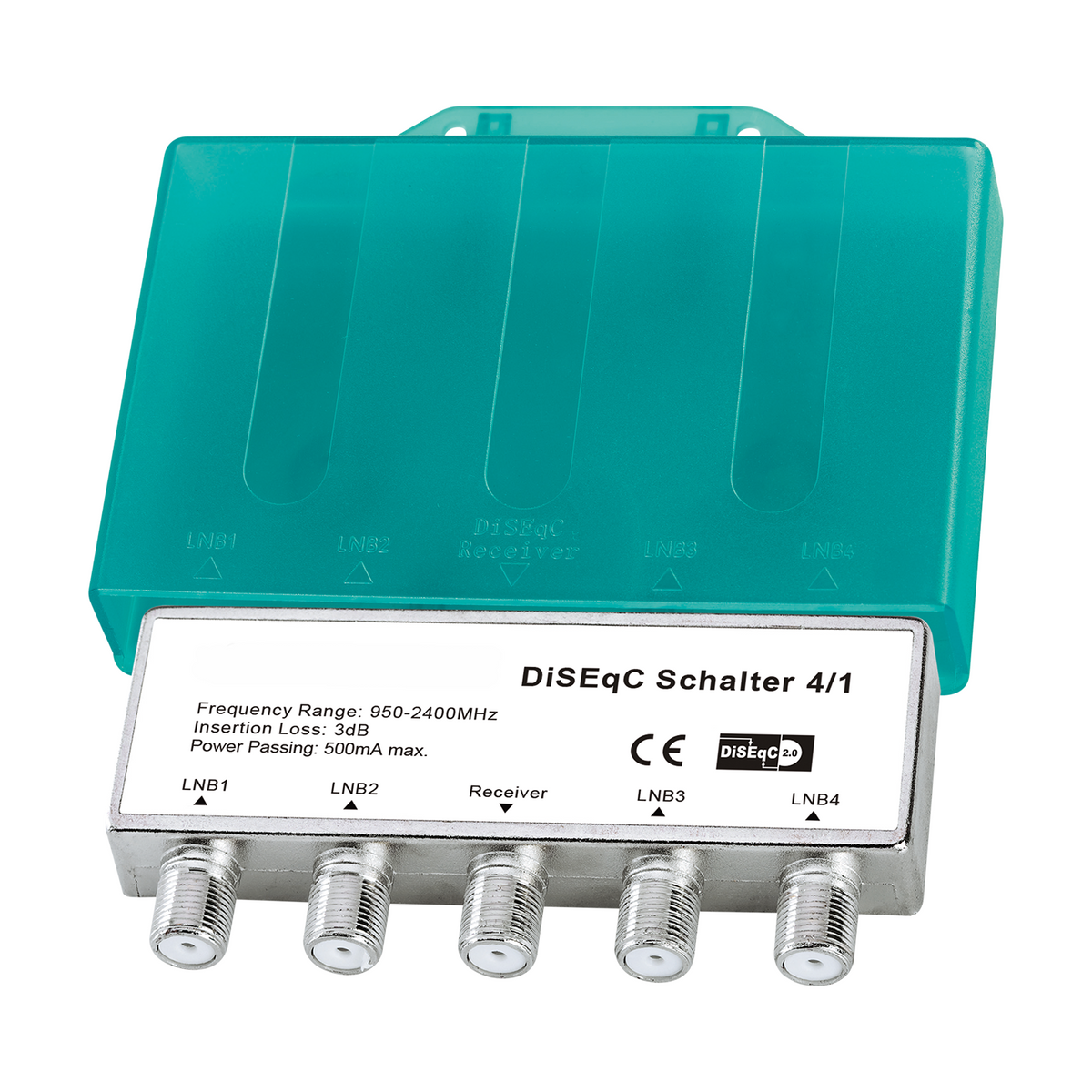 Commutateur DiSEqC Megasat 4/1 – Commutateur SAT 4x1 pour 4 LNB – Full HD, 3D, UHD, 4K, Boîtier de protection contre les intempéries