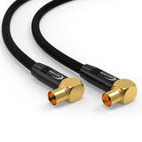 RedStar24 Antennenkabel 135 dB Koaxial Kabel mit 2x 90° Winkelsteckern – Schwarz